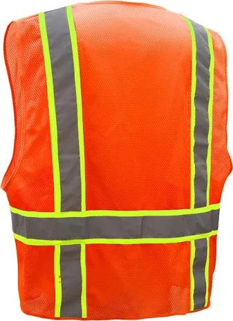 Premium Class 2 Multi-Purpose Two Tone Mesh Zipper 6 Pockets Vest