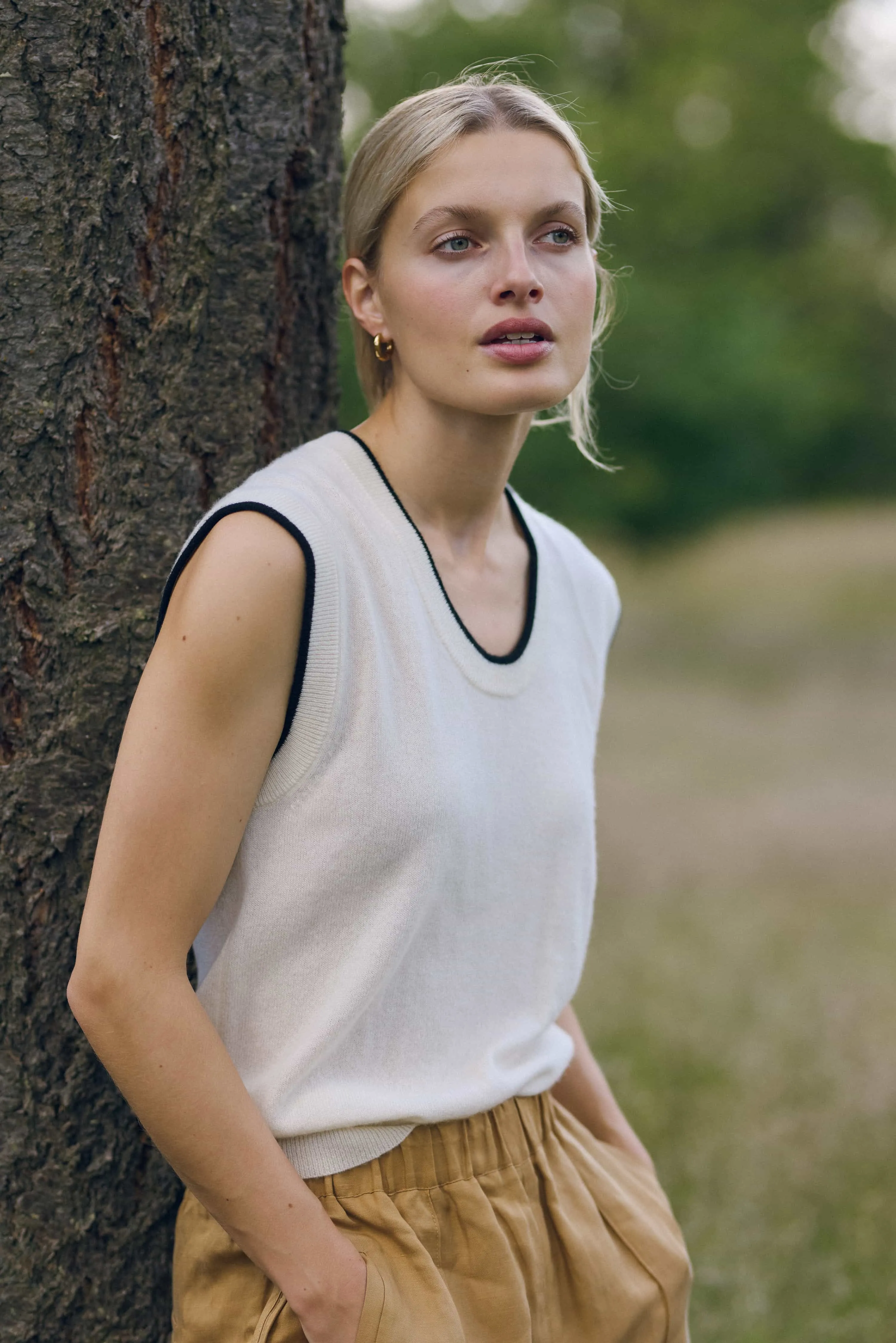 Pure Cashmere Tank - Milk