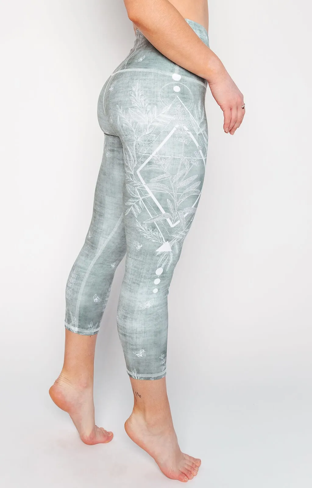 Pure Sage Printed Yoga Crops