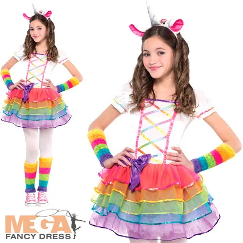 Rainbow Unicorn Girls Costume