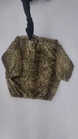 Reworked Animal Print Half Zip Pullover