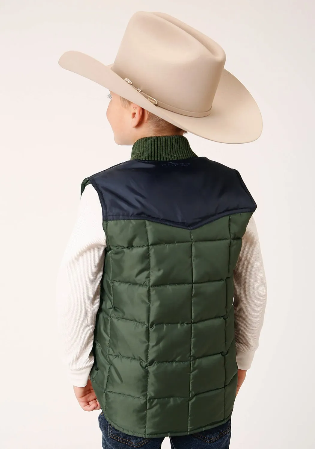 Roper Boys Quilted Polyfill Green 100% Polyester Softshell Vest