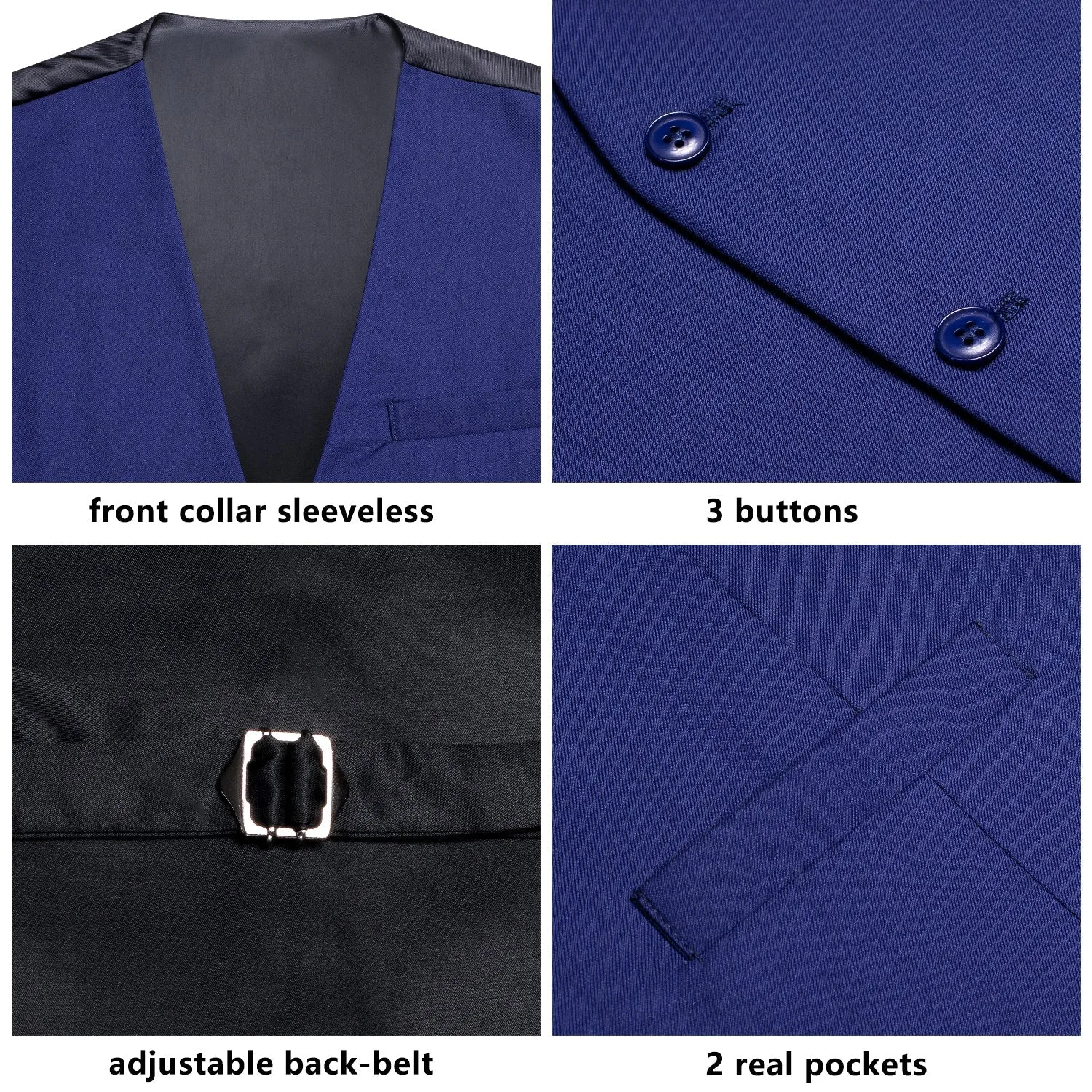 Royal Blue Cotton Solid Splicing Jacquard Men's Vest