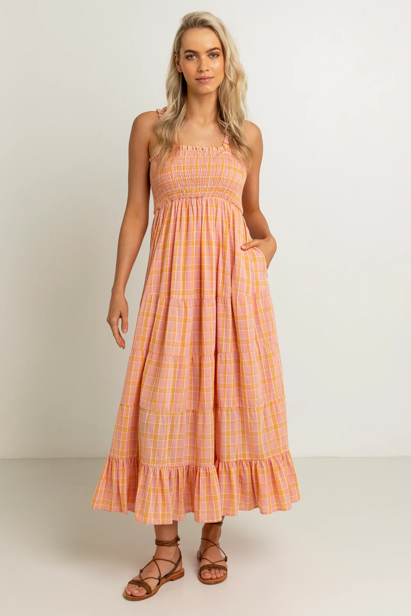 Rue Maxi Dress in Sorbet Check