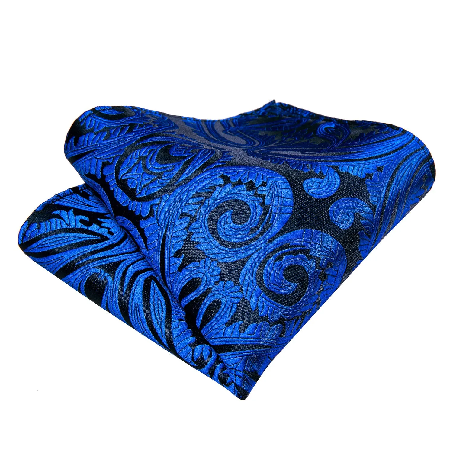 Sapphire Blue Paisley Silk Men's Vest Tie Hanky Cufflinks Set Waistcoat Suit Set