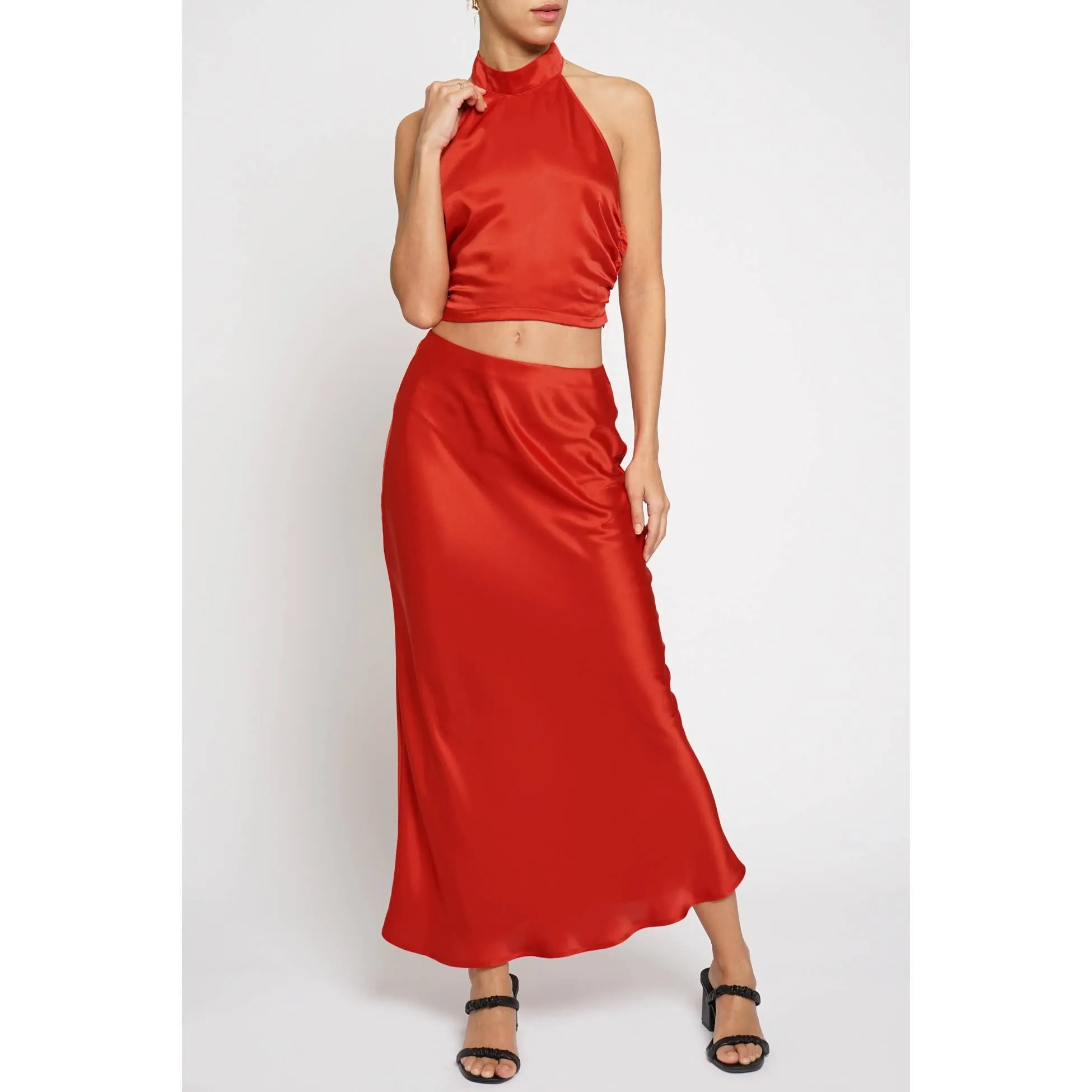 SATIN BIAS MAXI SKIRT