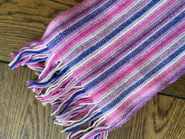 SCA Cashmere Skinny Scarf - Pink/Purple/White