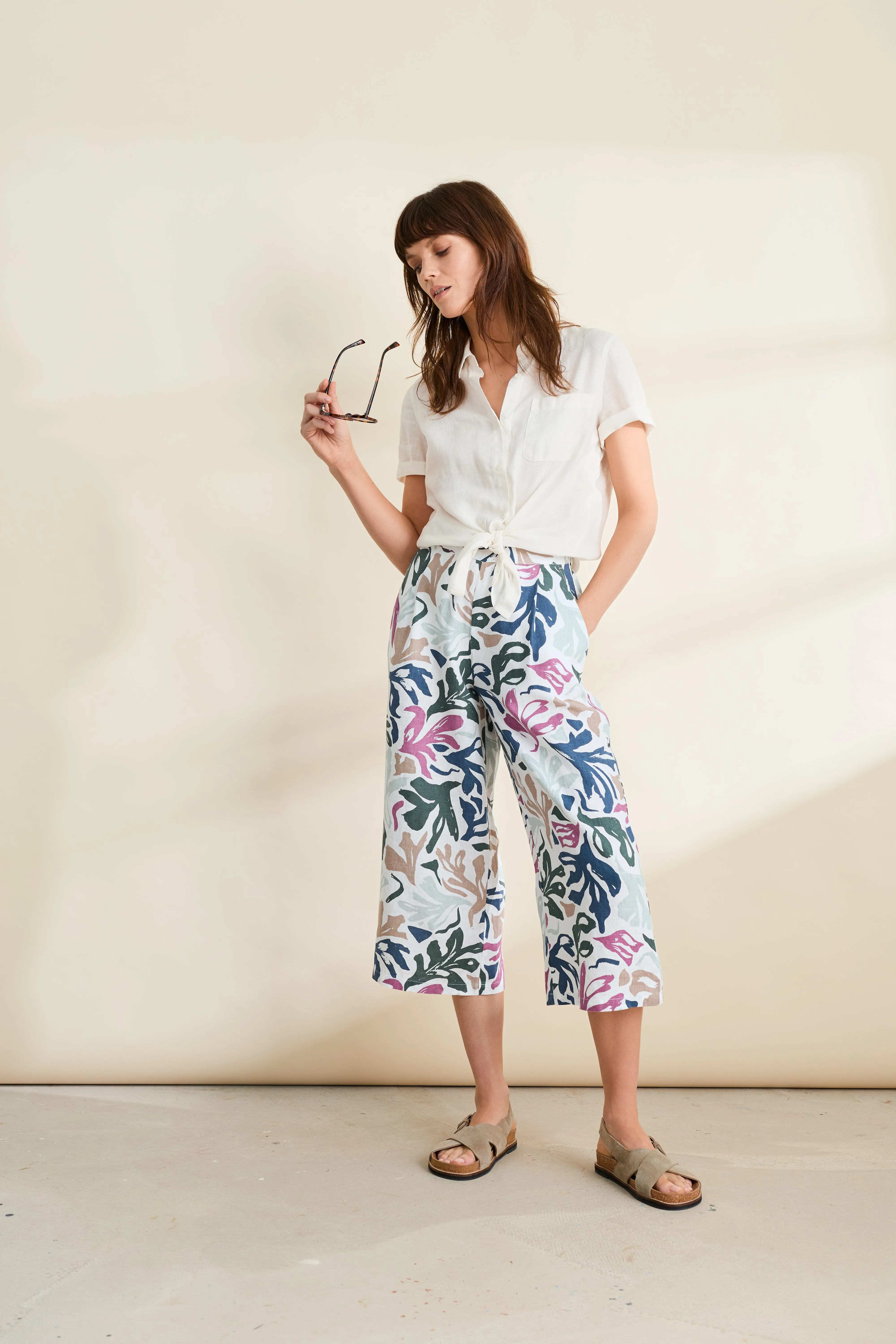 Seasalt Peaceful Haven Culottes - Sea Frond Chalk