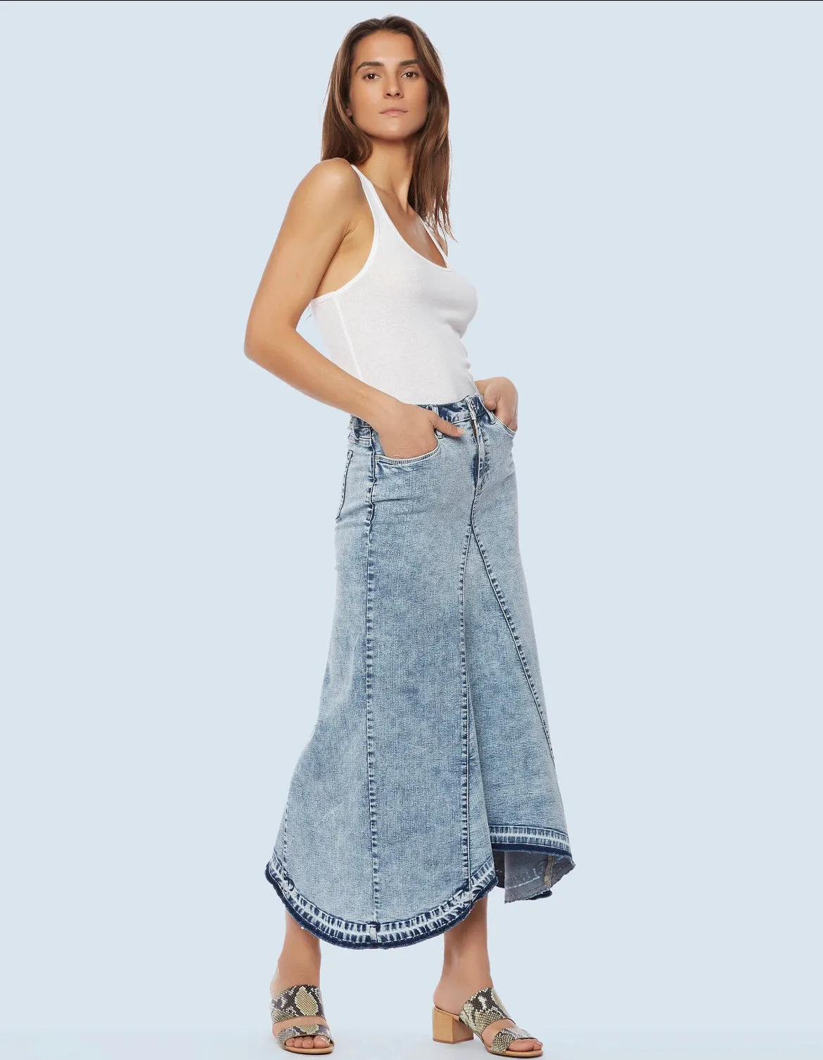 Selma Denim Skirt - Mineral Blue