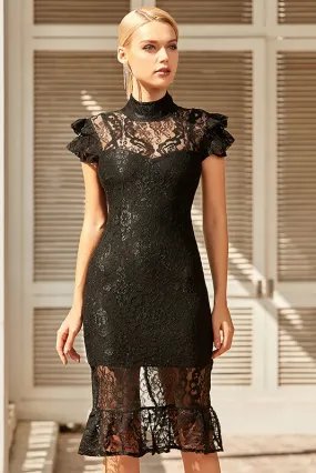 Sexy Black Lace Cocktail Party Dress