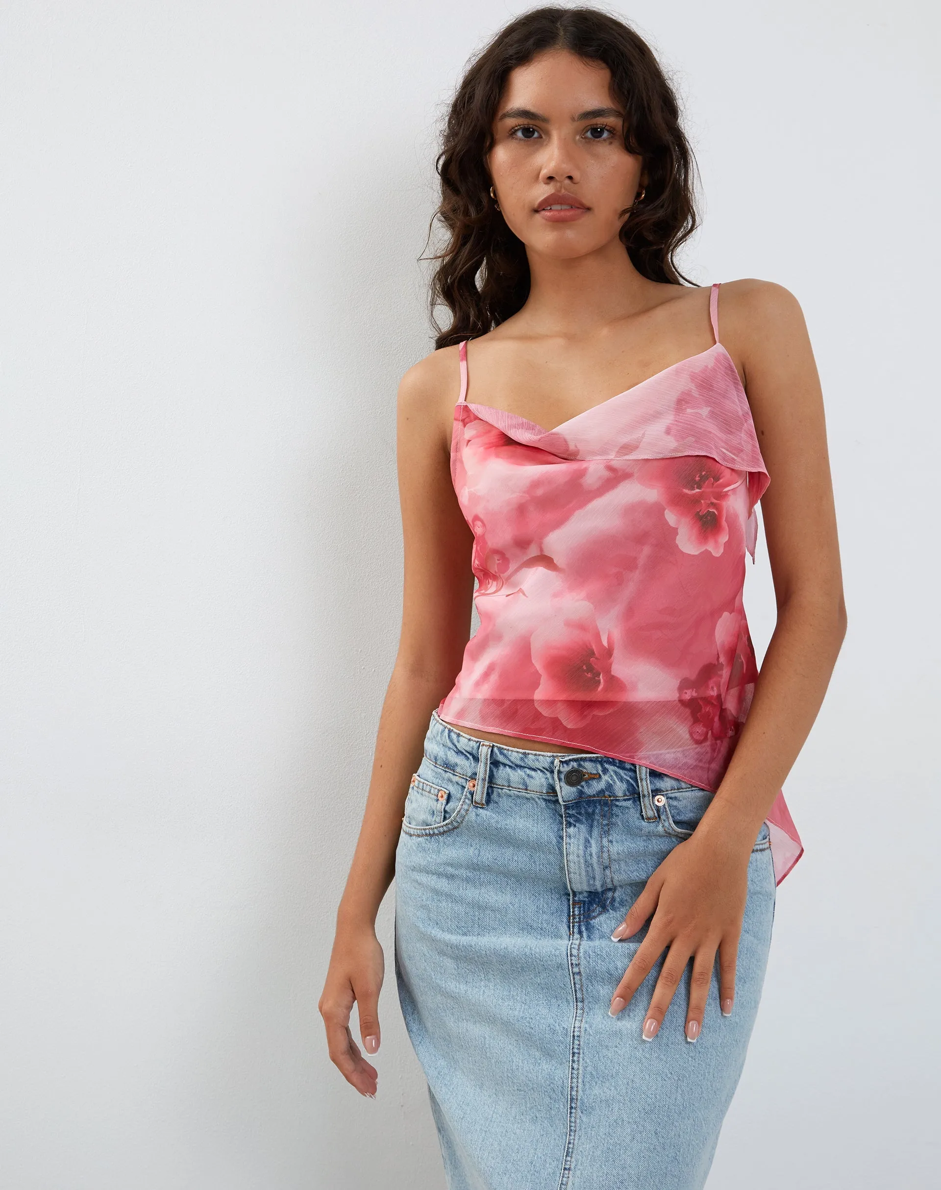 Shahira Top in Watercolour Floral Pink