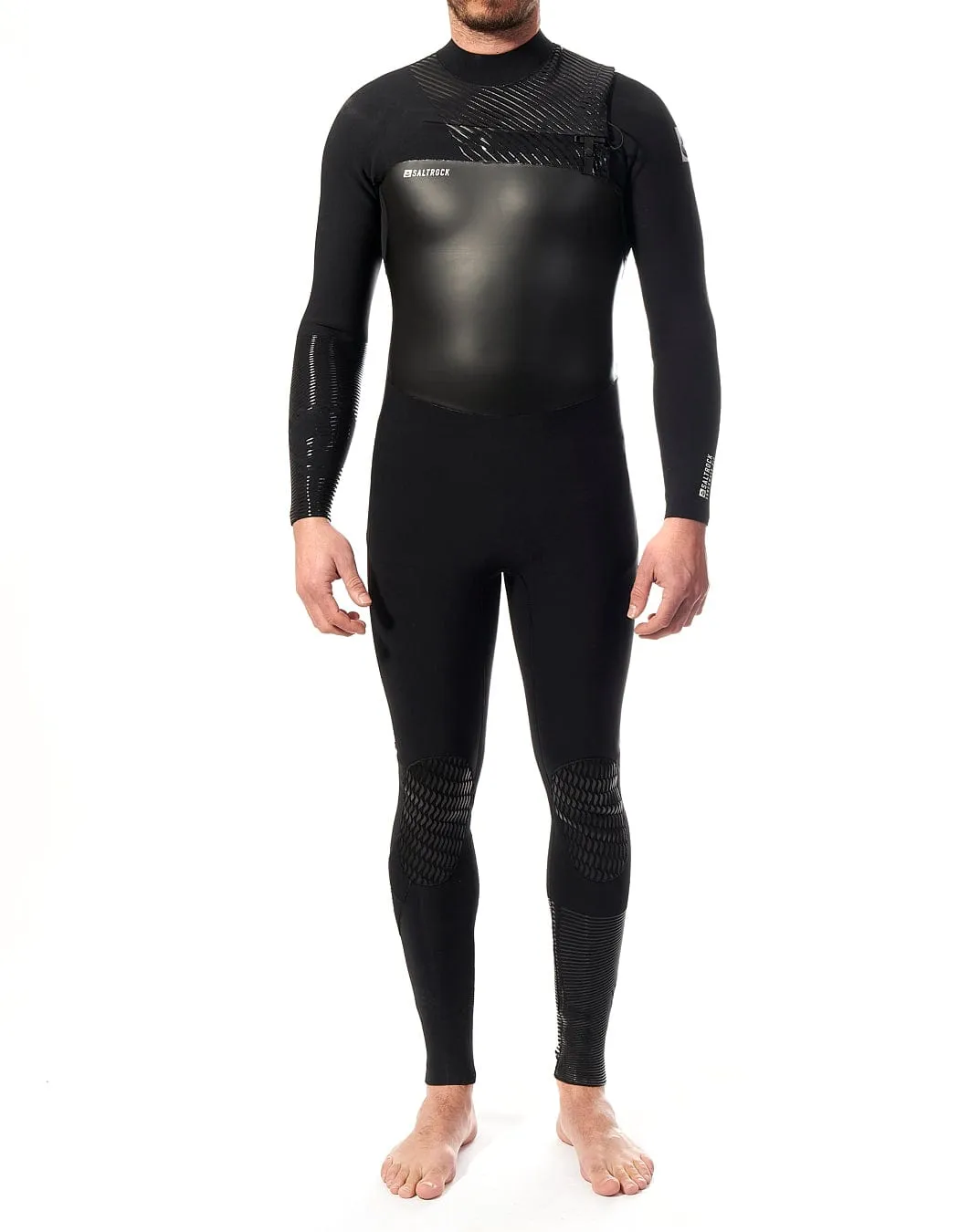 Shockwave - Mens 3/2 Chest Zip Full Wetsuit - Black