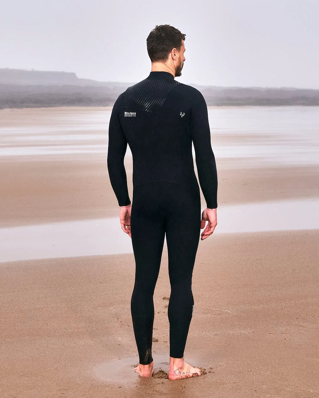 Shockwave - Mens 3/2 Chest Zip Full Wetsuit - Black