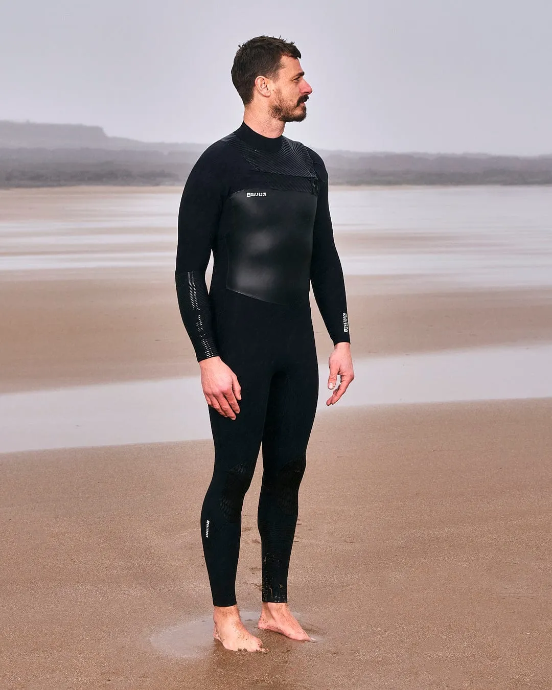 Shockwave - Mens 3/2 Chest Zip Full Wetsuit - Black