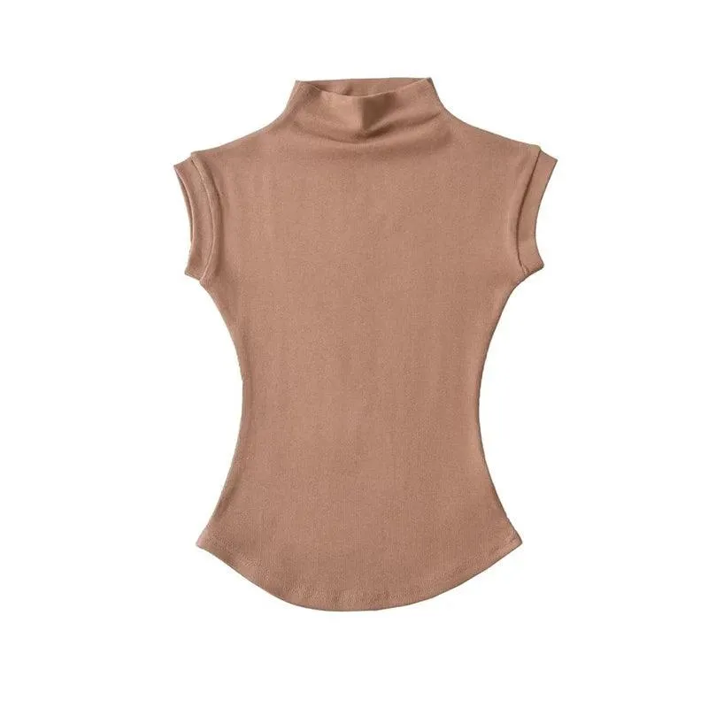 Sleek Sleeveless Turtleneck Top: Chic Streetwear Fashion Icon