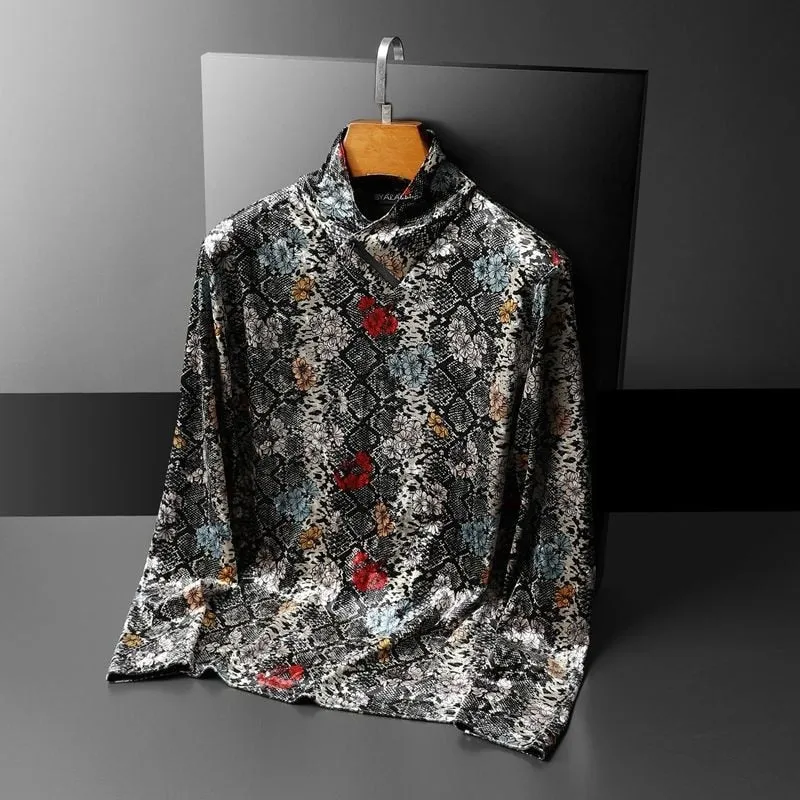 Snake Floral Printed Long Sleeve T-Shirt