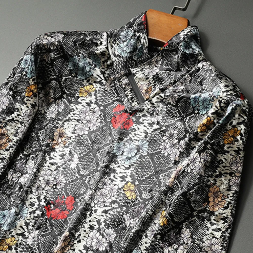 Snake Floral Printed Long Sleeve T-Shirt