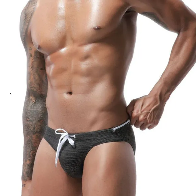 Solid Laced Waist Sporty Men Briefs