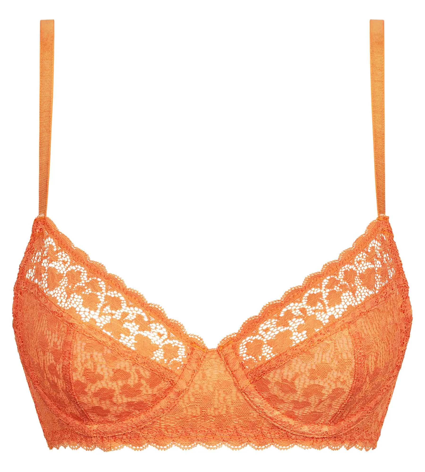 Soutien-gorge femme à armatures en dentelle florale Orange Daisy lace