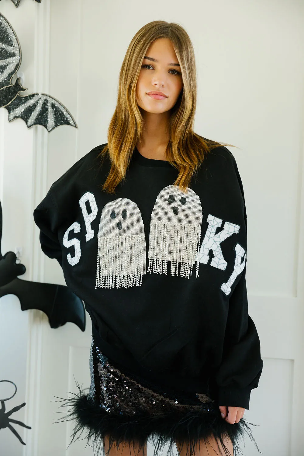 SPOOKY FRINGE BLACK PULLOVER