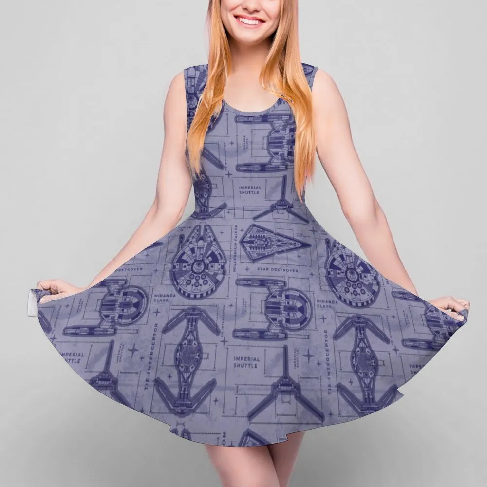 Star Wars Ships Women's Sleeveless Round Neck Skater Dress