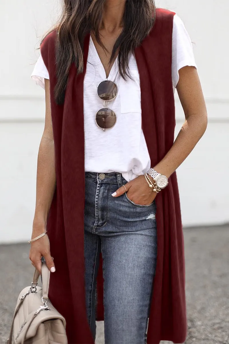 Street Solid Cardigan Collar Tops