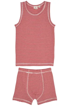 STRIPED BOY UNDERWEAR SET - RED/CREAM STRIPE