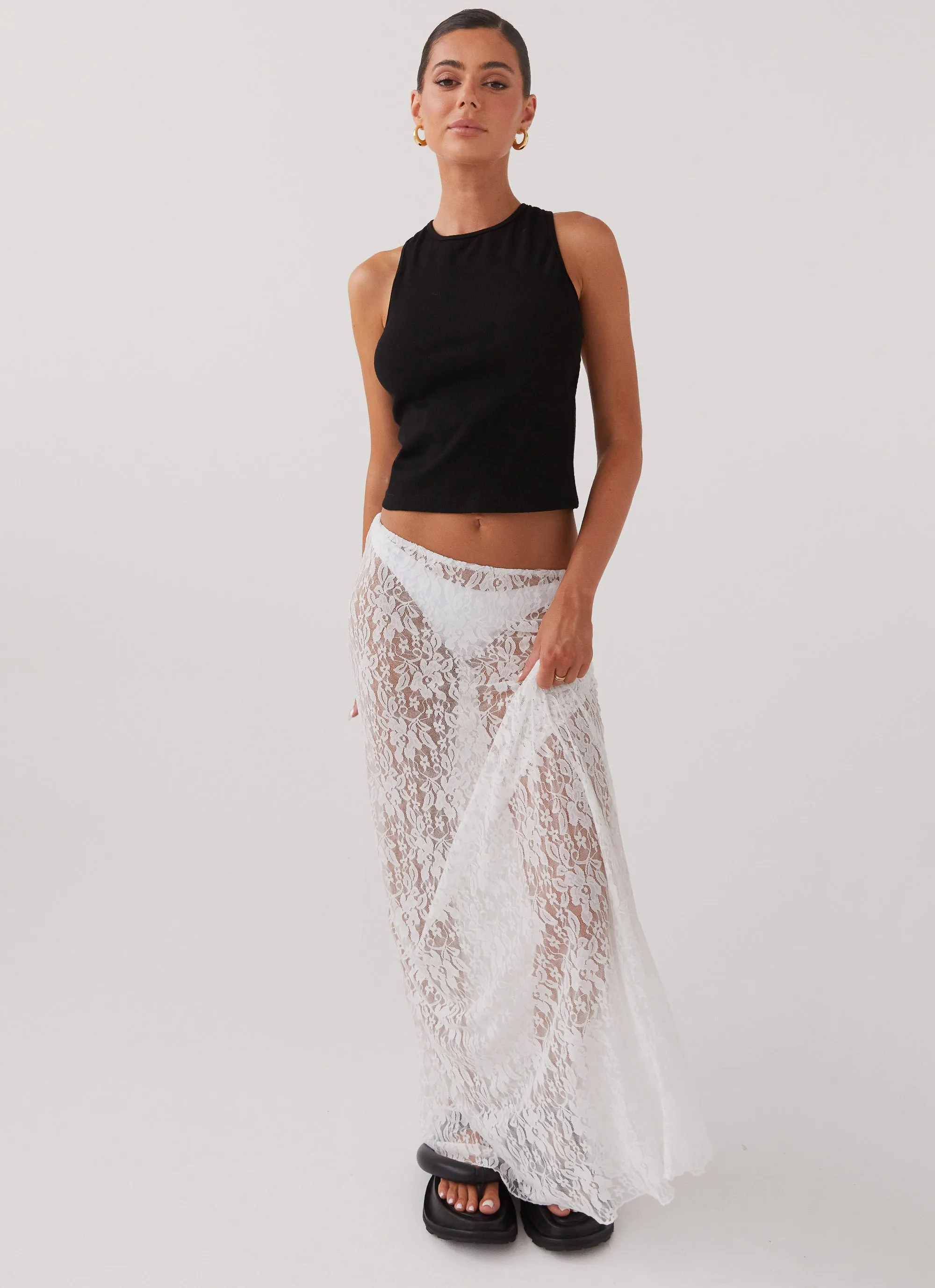 Sugar Sweet Lace Maxi Skirt - White