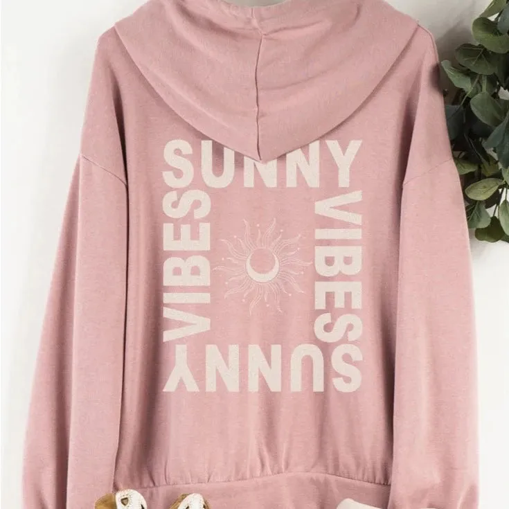 Sunny Vibes Graphic Vintage Rose Hoodie