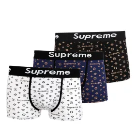 Supreme Elastic WaistBand Logo Designed 3 In 1 Boxers