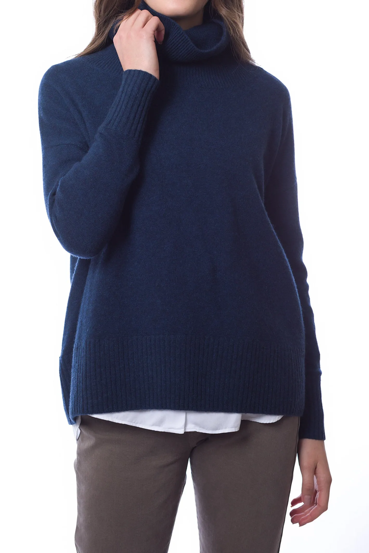 Sustainable Cashmere Easy Fit Cowl Neck Sweater