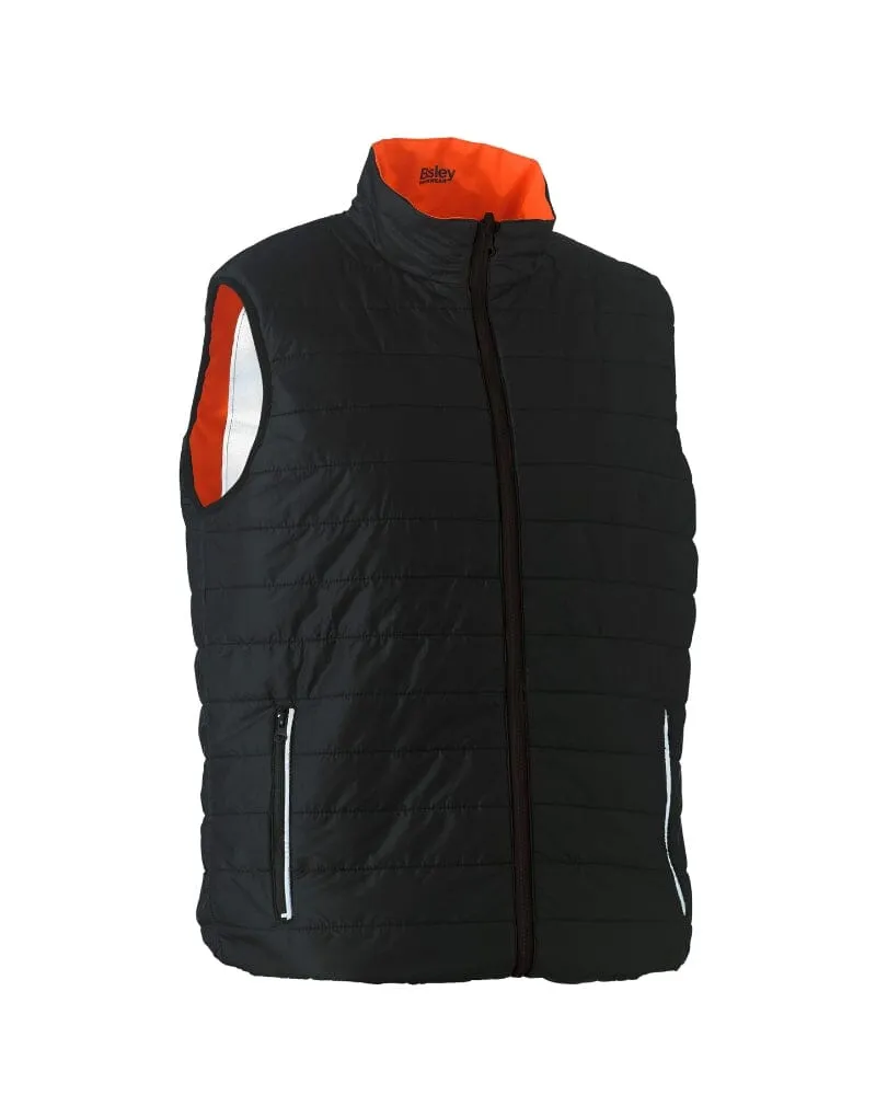 Taped Hi Vis Reversible Puffer Vest - Orange