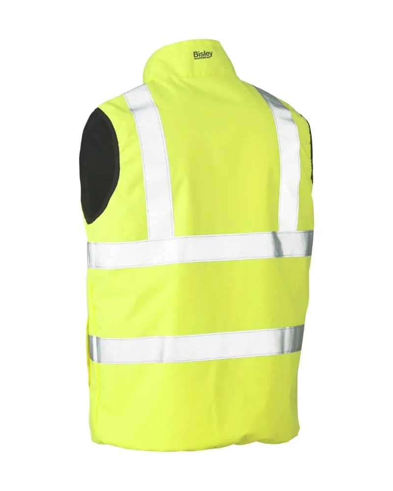 Taped Hi Vis Reversible Puffer Vest - Yellow