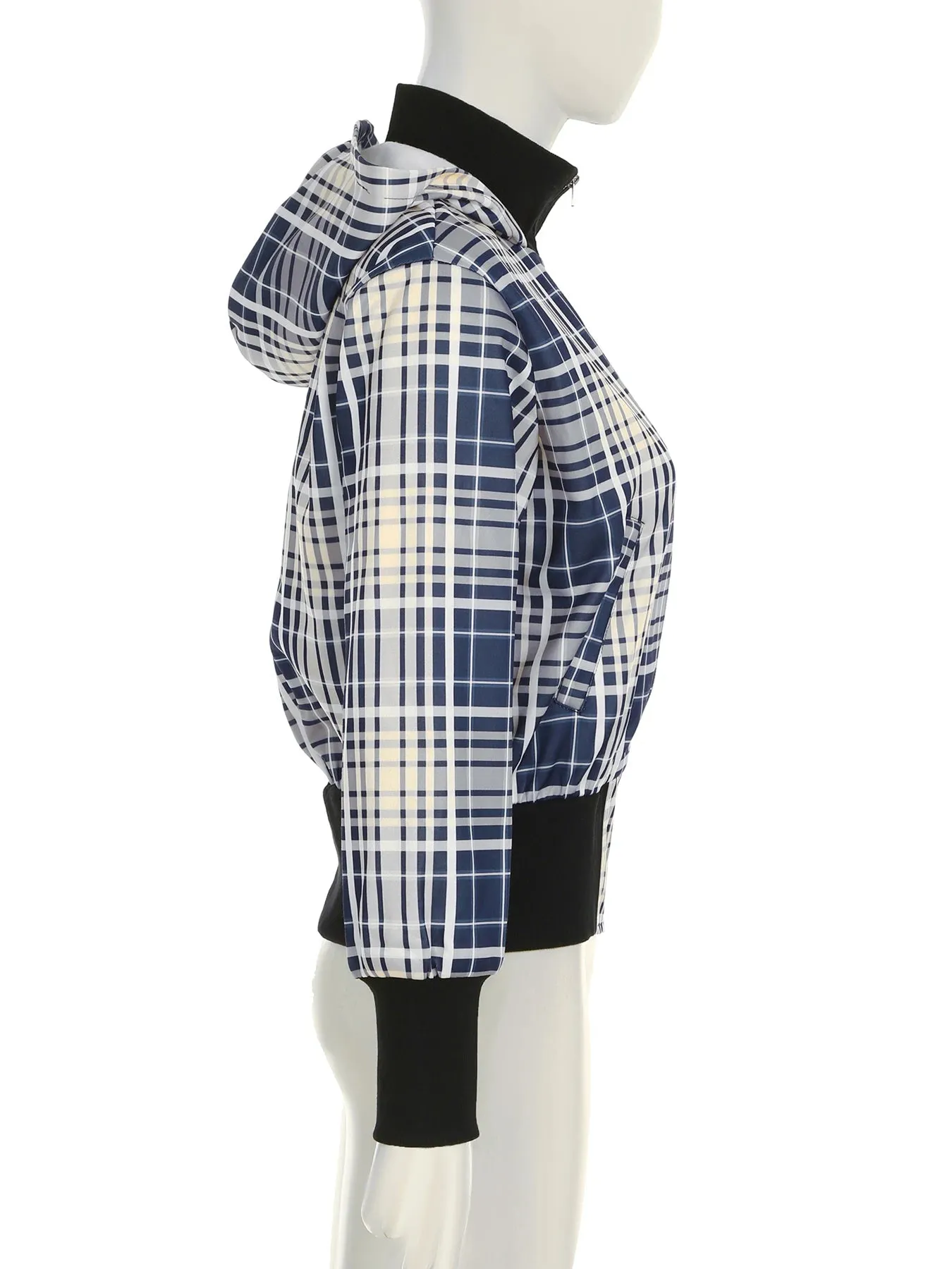 TAVIMART  -  Casual Plaid Hooded Jackets Basic Turtleneck Zipper Long Sleeve Coats Women Autumn Spring Fashion Streetwear Ladies