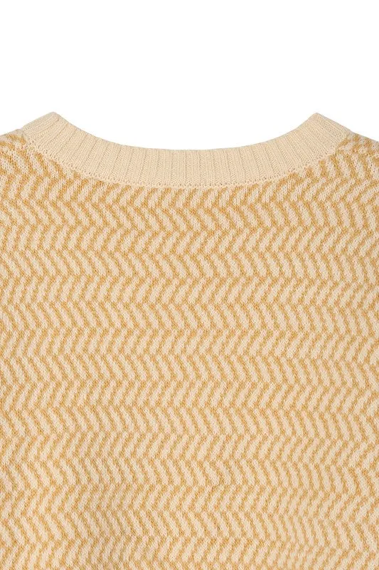 TEEK - Herringbone Pattern Crew Neck Sweater