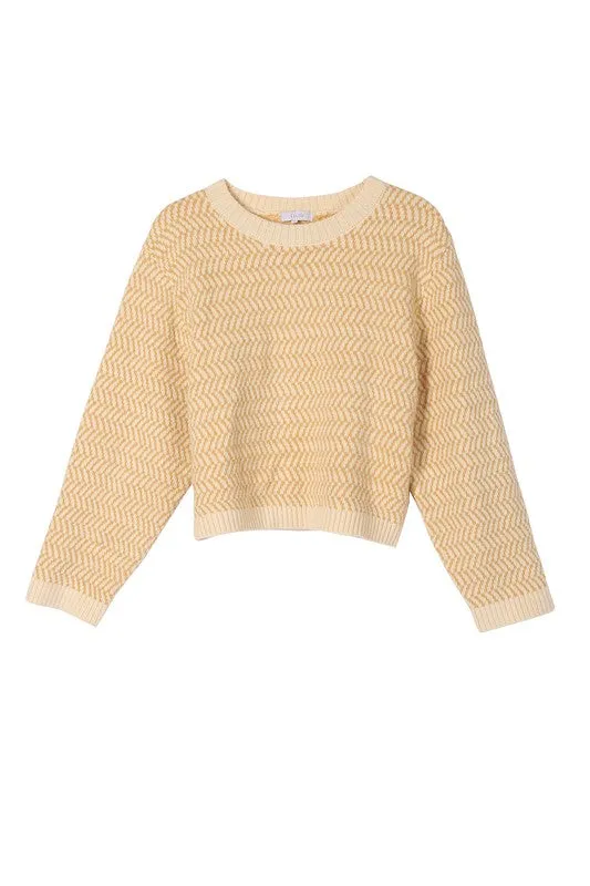 TEEK - Herringbone Pattern Crew Neck Sweater