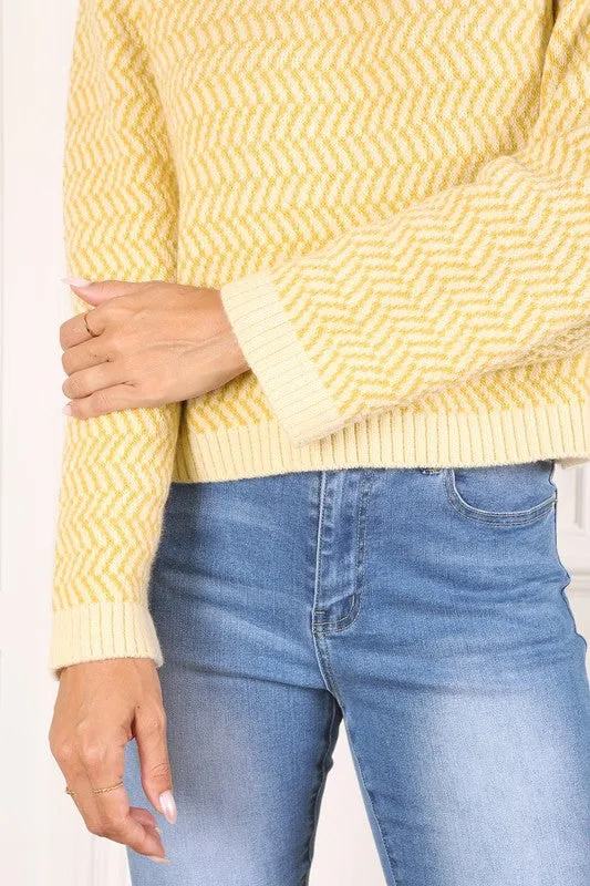 TEEK - Herringbone Pattern Crew Neck Sweater