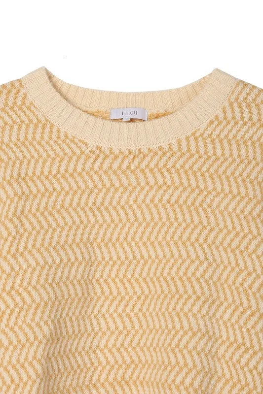 TEEK - Herringbone Pattern Crew Neck Sweater