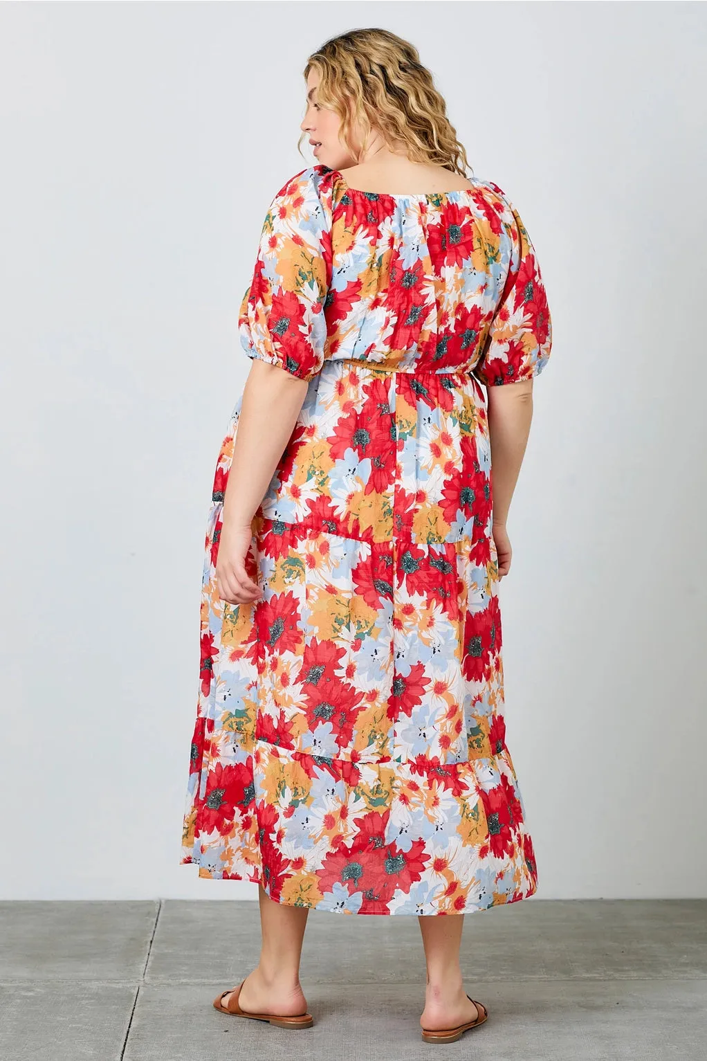 The Gerbera Puff Sleeve Floral Dress - PLUS