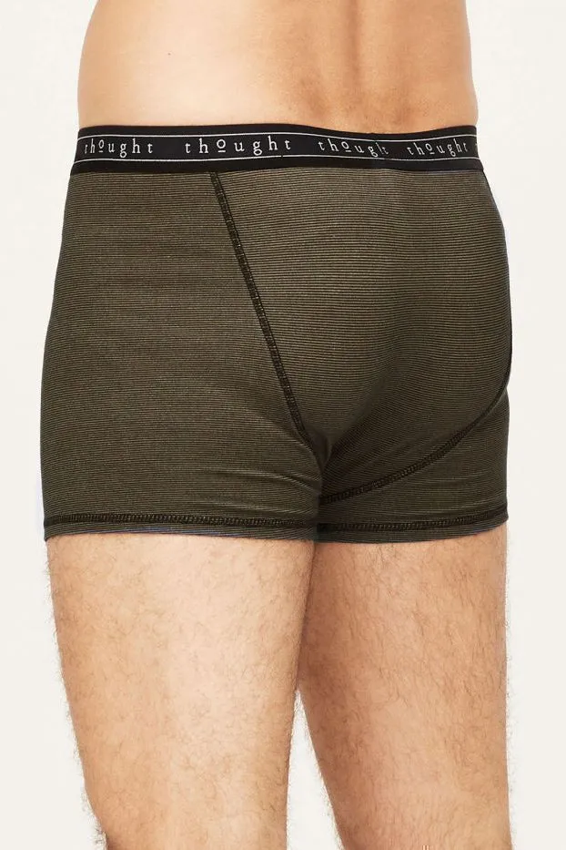 Thought Michael Bamboo Stripe Jersey Boxers in Olive Green