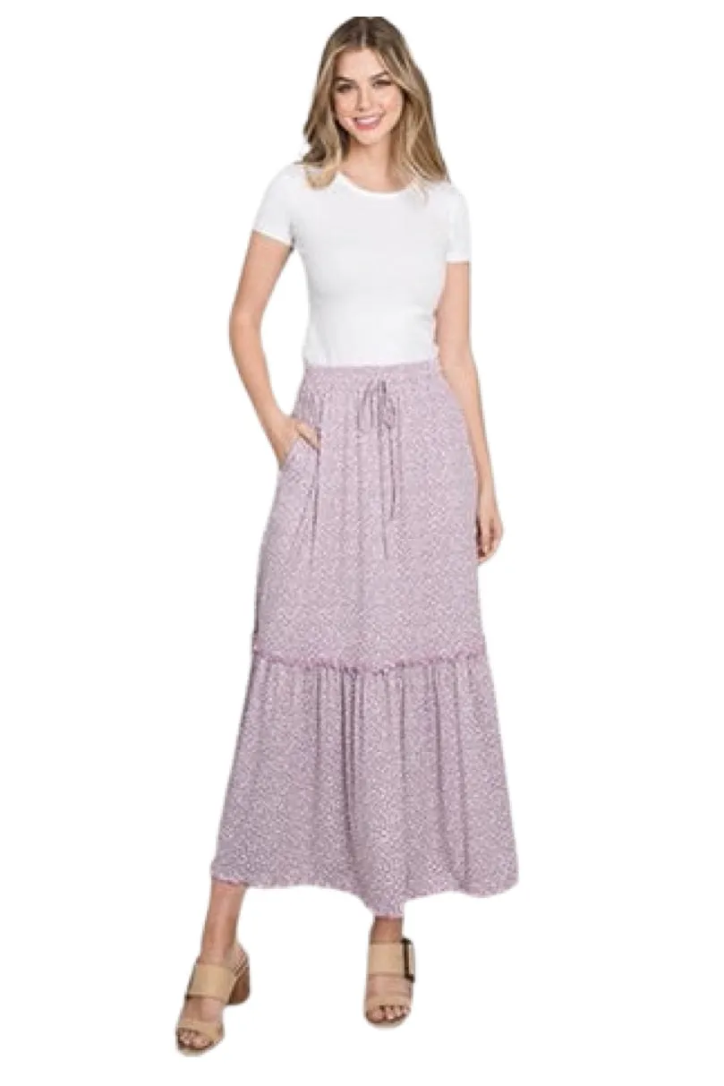 Tiered Maxi Skirt Style 104 in Lavender