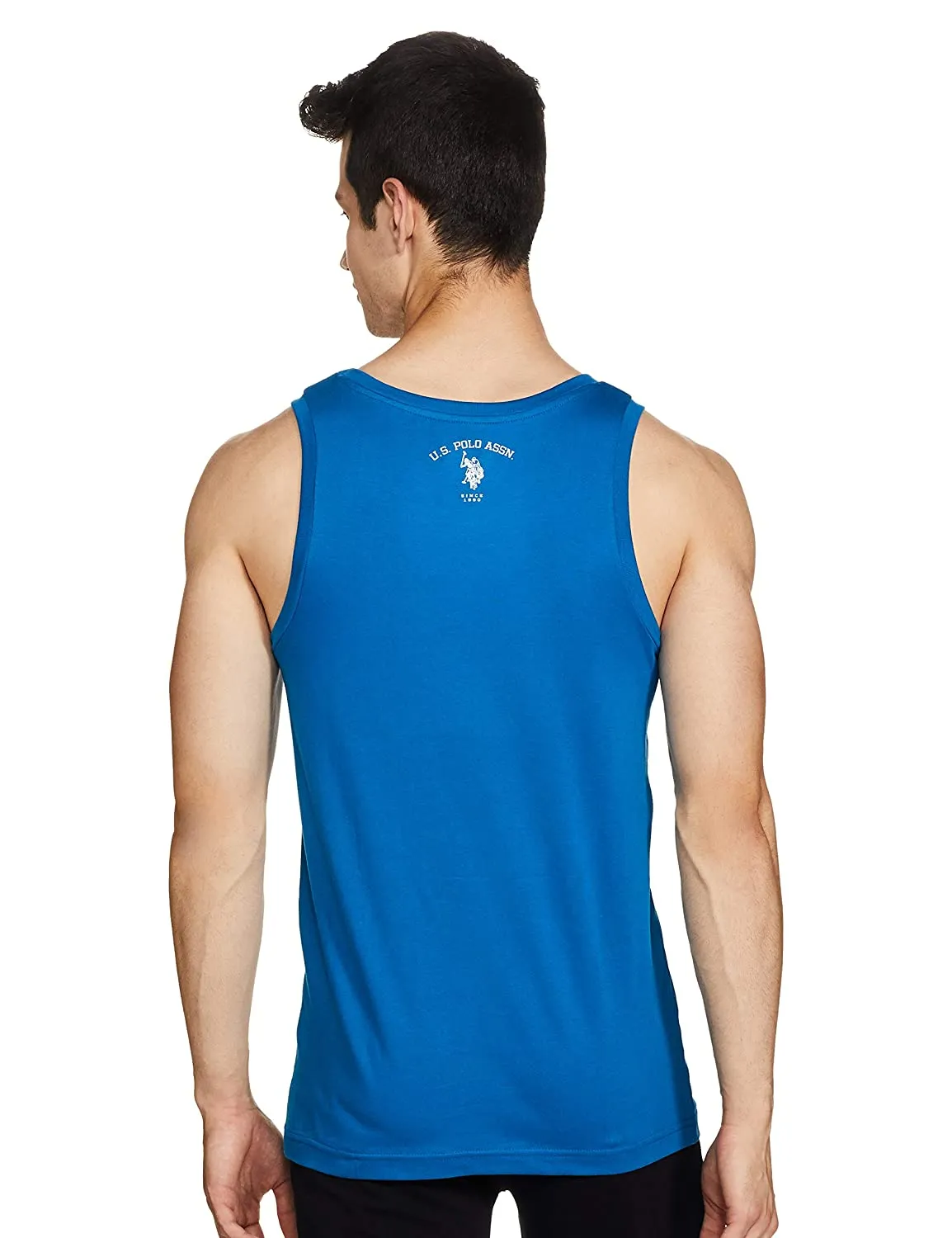 US Polo Branded Men's Printed Cotton Sleeveless Vest Blue