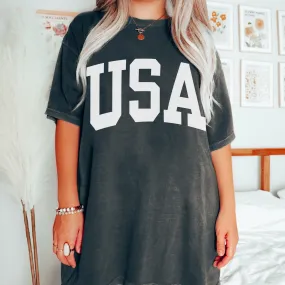 USA July 4th Comfort Colors® T-Shirt, T-Shirt Dress, Retro Fourth of July Design, Oversized Print Summer T-Shirt