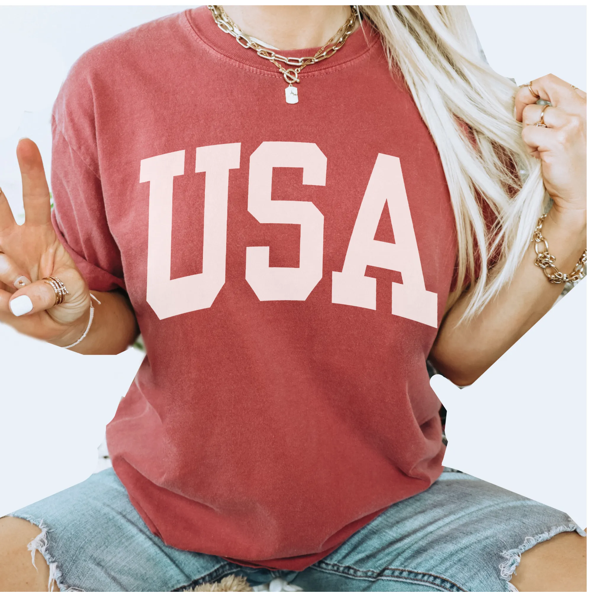 USA July 4th Comfort Colors® T-Shirt, T-Shirt Dress, Retro Fourth of July Design, Oversized Print Summer T-Shirt