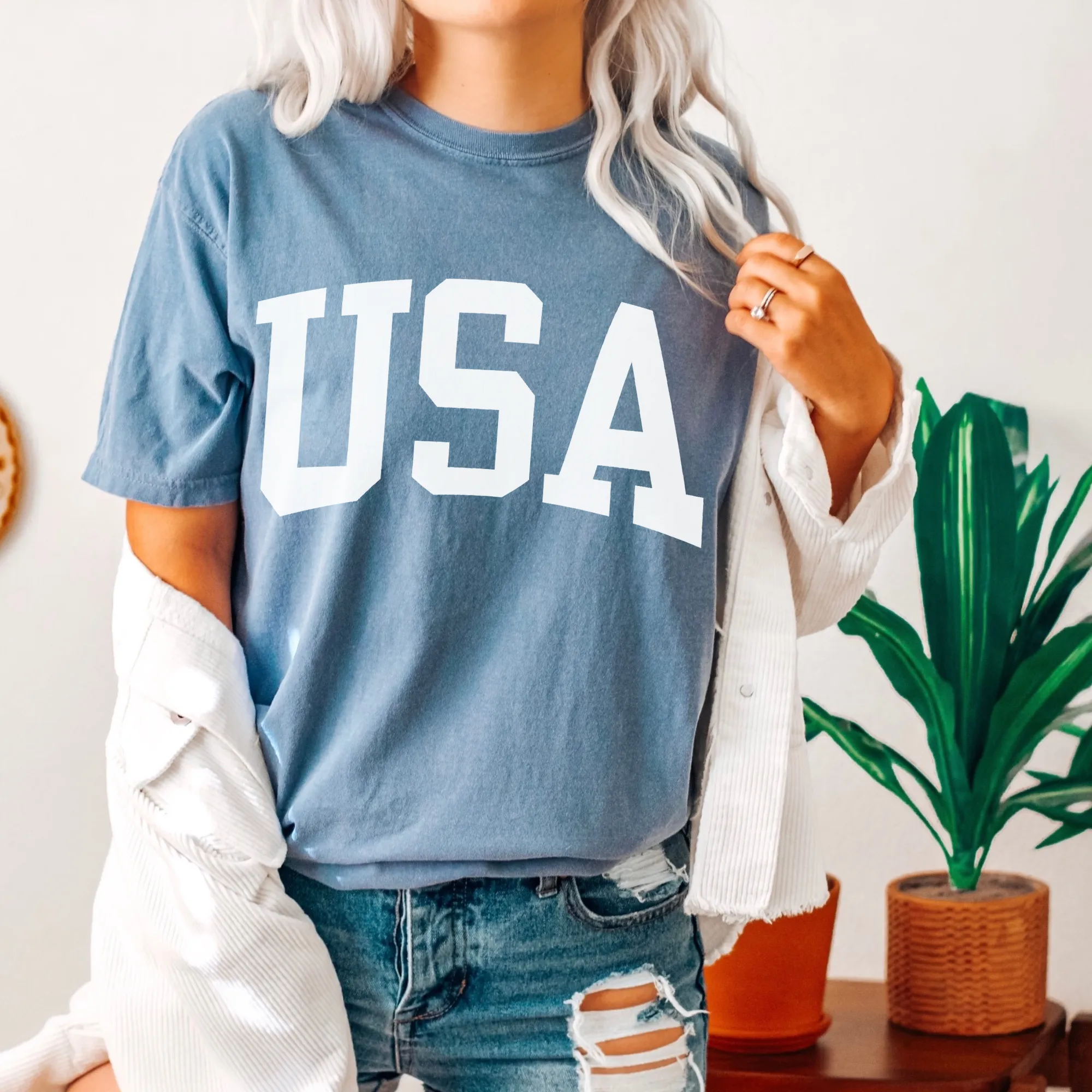 USA July 4th Comfort Colors® T-Shirt, T-Shirt Dress, Retro Fourth of July Design, Oversized Print Summer T-Shirt