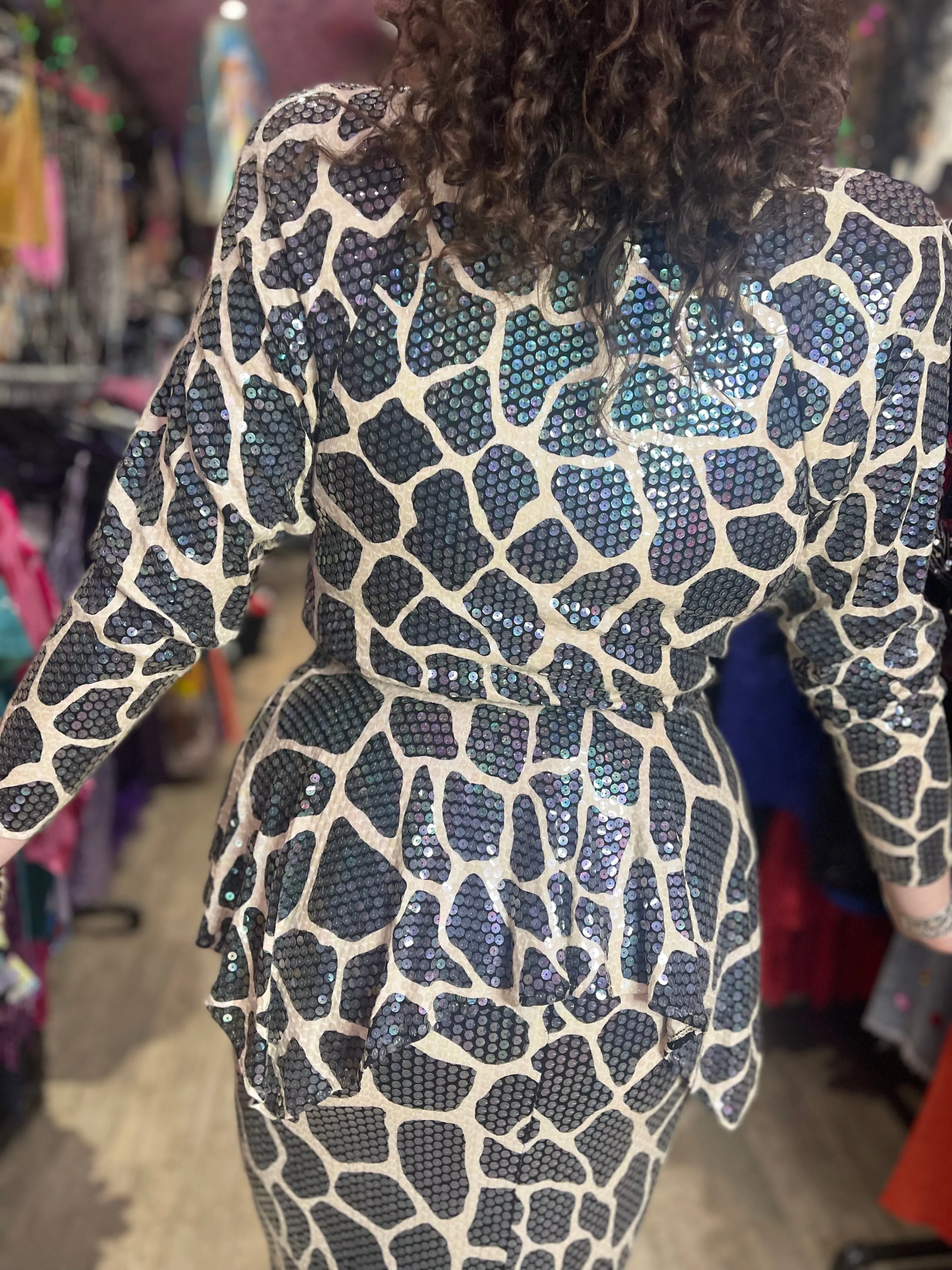 Vintage 80s Sequin Giraffe Two Piece Set