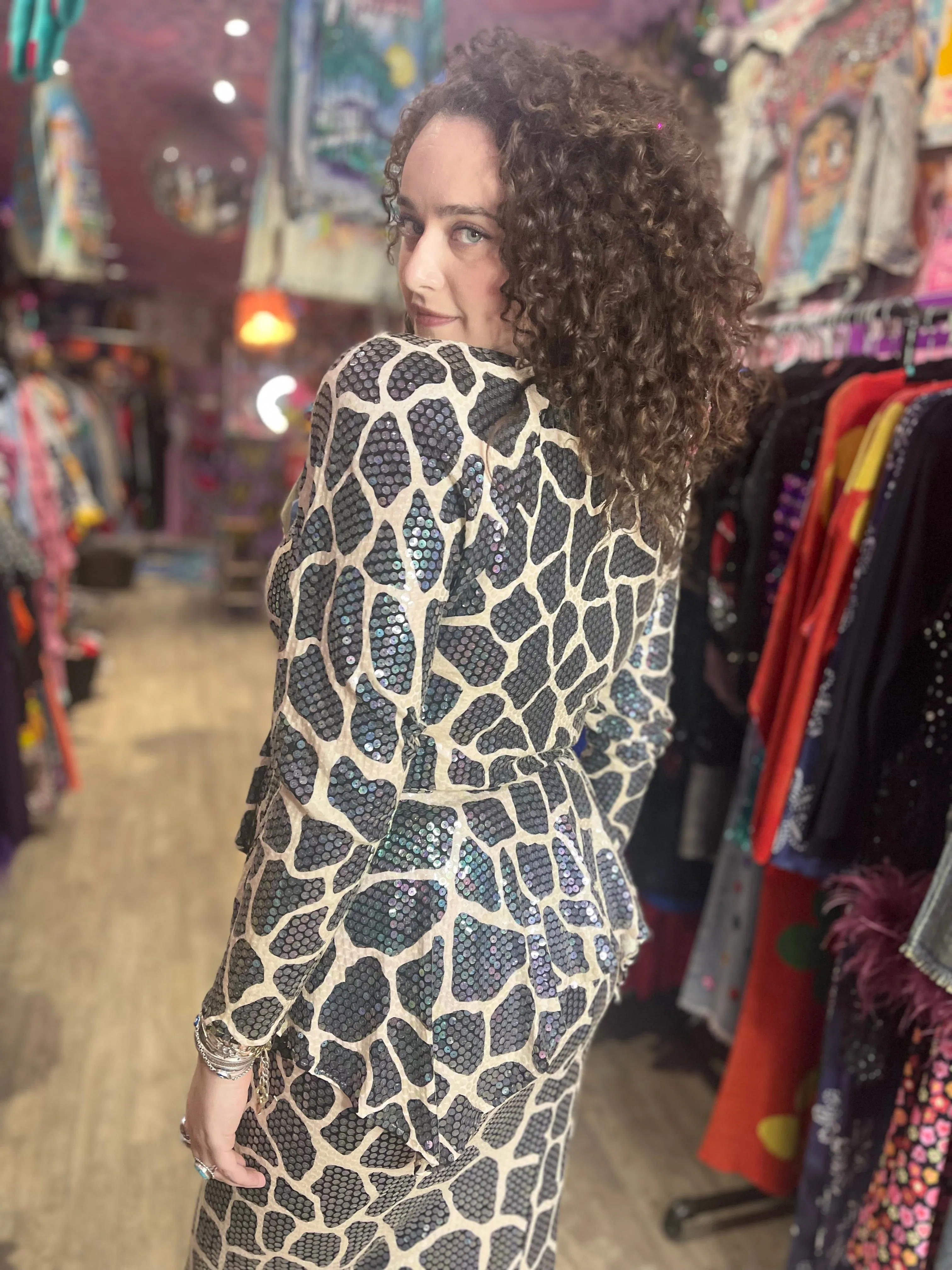 Vintage 80s Sequin Giraffe Two Piece Set