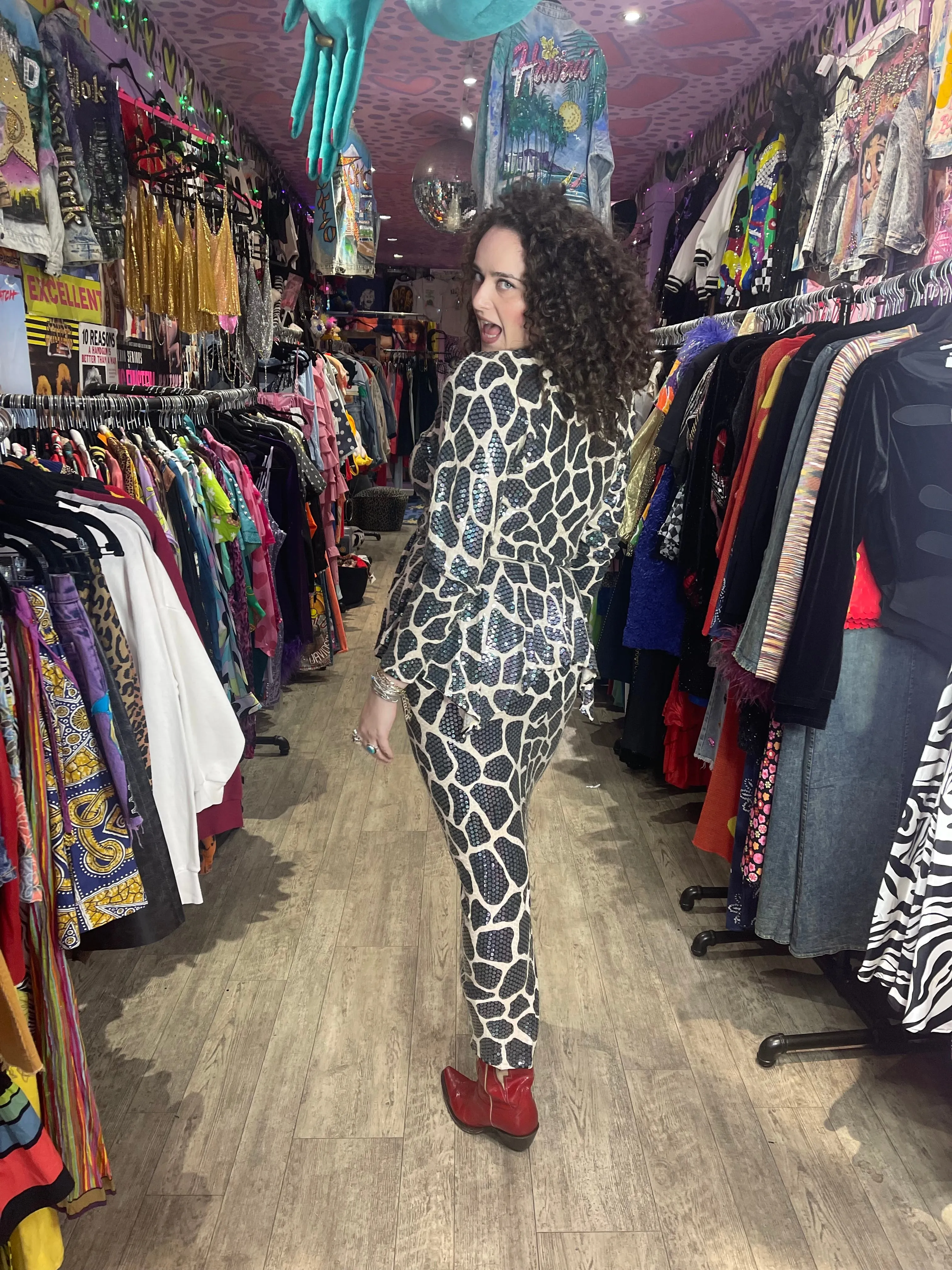 Vintage 80s Sequin Giraffe Two Piece Set