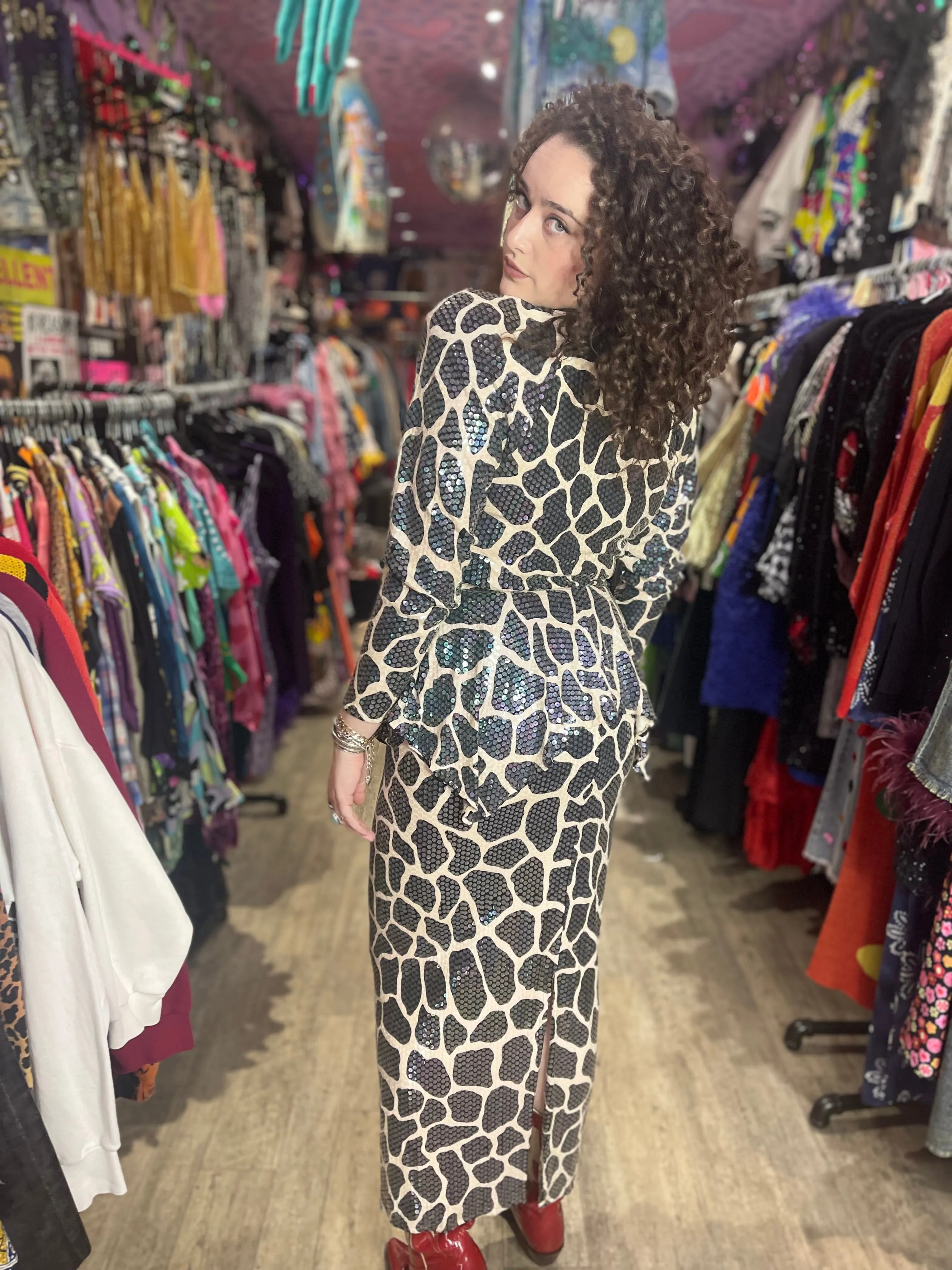 Vintage 80s Sequin Giraffe Two Piece Set