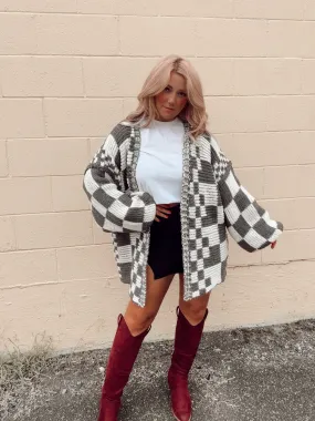 Vintage Checkered Chunky Cardigan